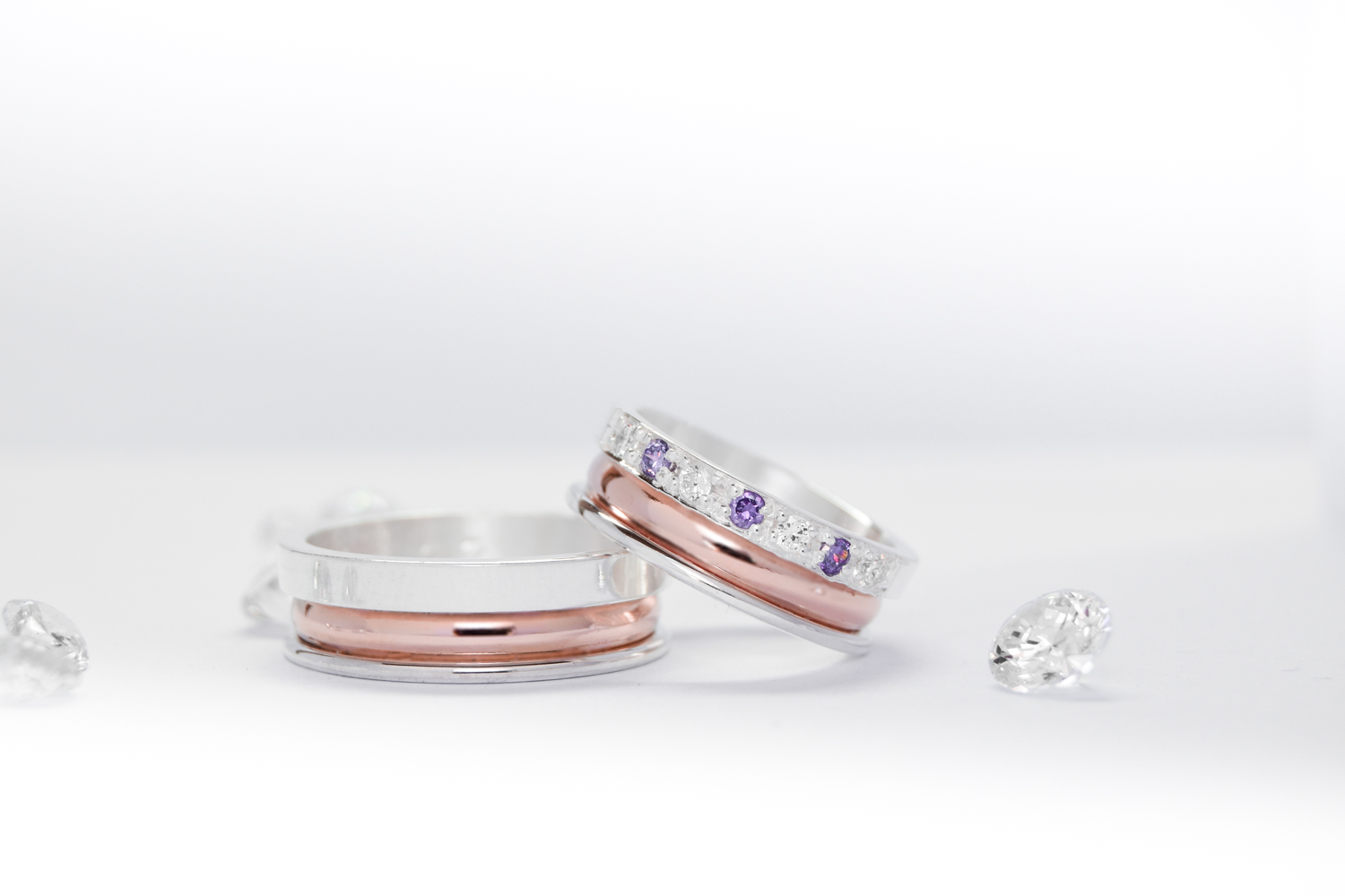 Alianzas de compromiso PO17 Large Rosé SG Amatista valor del par - Imagen 4