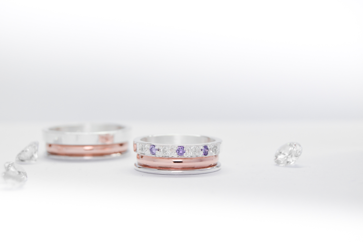 Alianzas de compromiso PO17 Large Rosé SG Amatista valor del par - Imagen 3