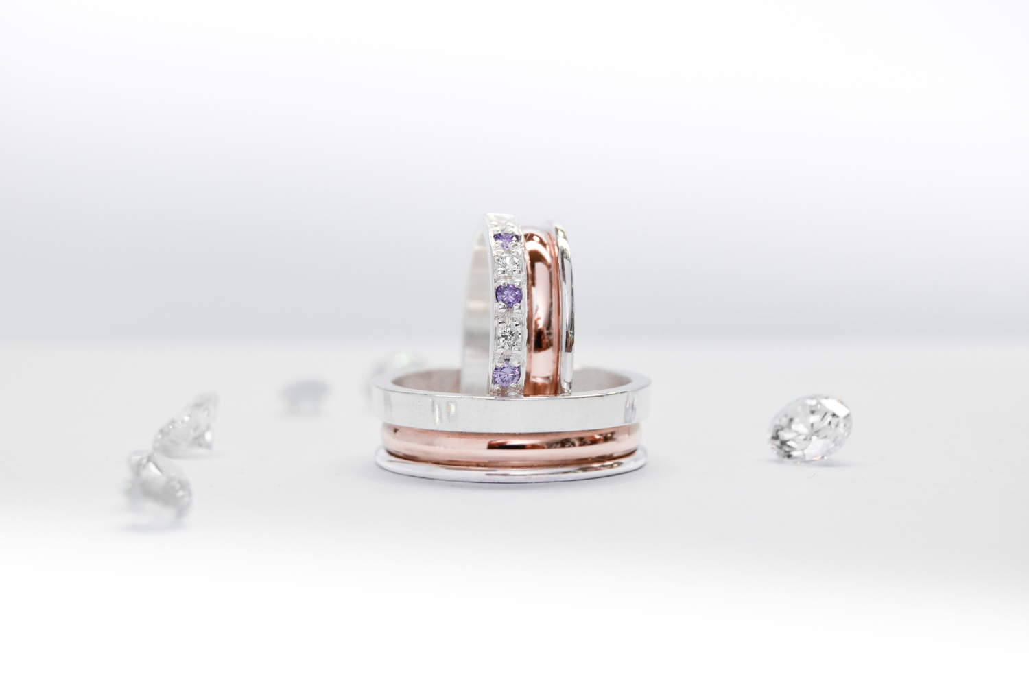 Alianzas de compromiso PO17 Large Rosé SG Amatista valor del par - Imagen 2