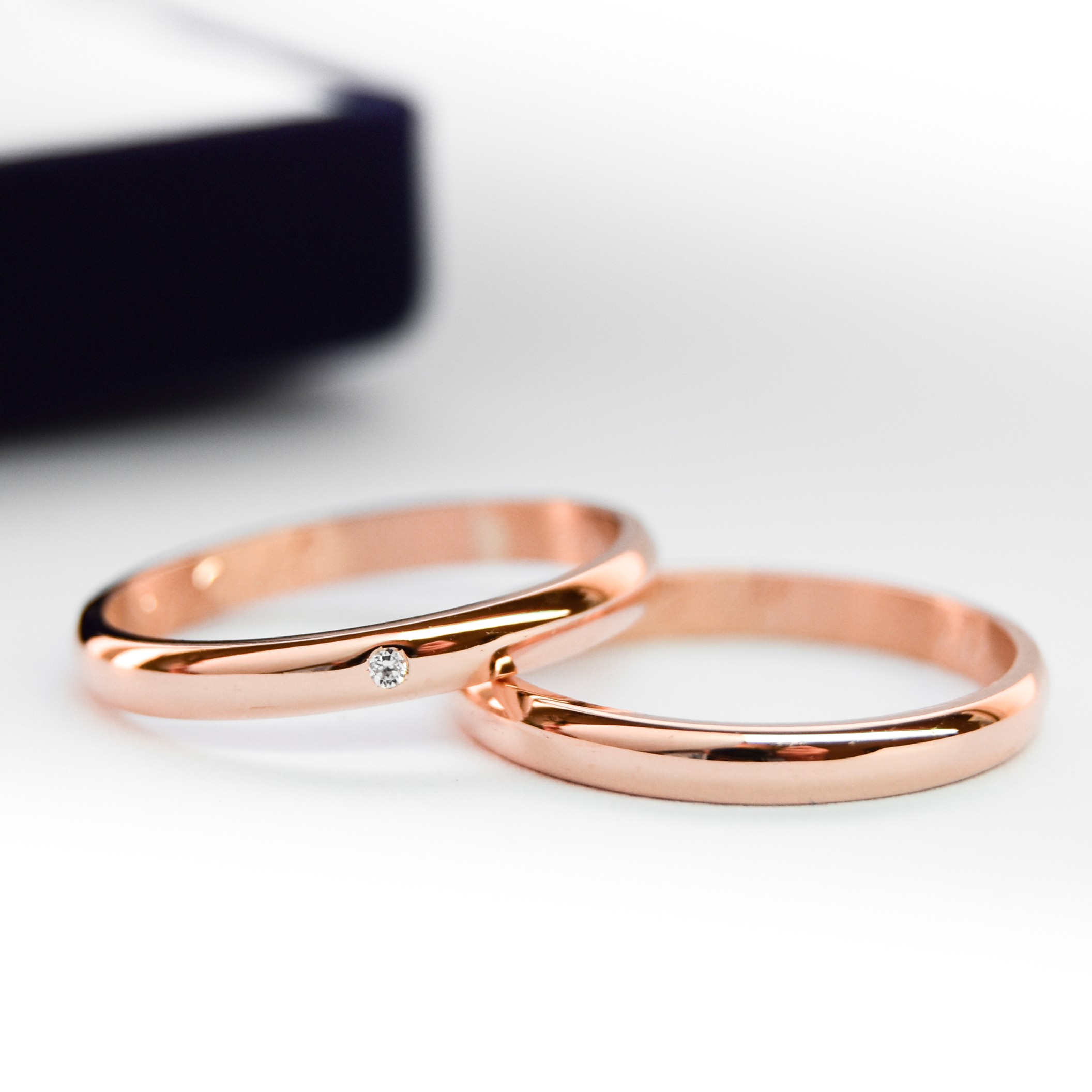 Alianzas de casamiento GS1 Oro 18K Rose valor del par