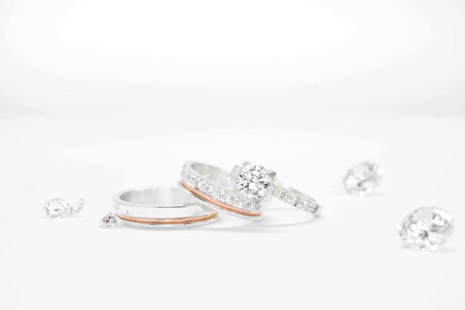 Alianzas de compromiso PO17 Rose + Anillo A7 Silver valor del conjunto - Imagen 2