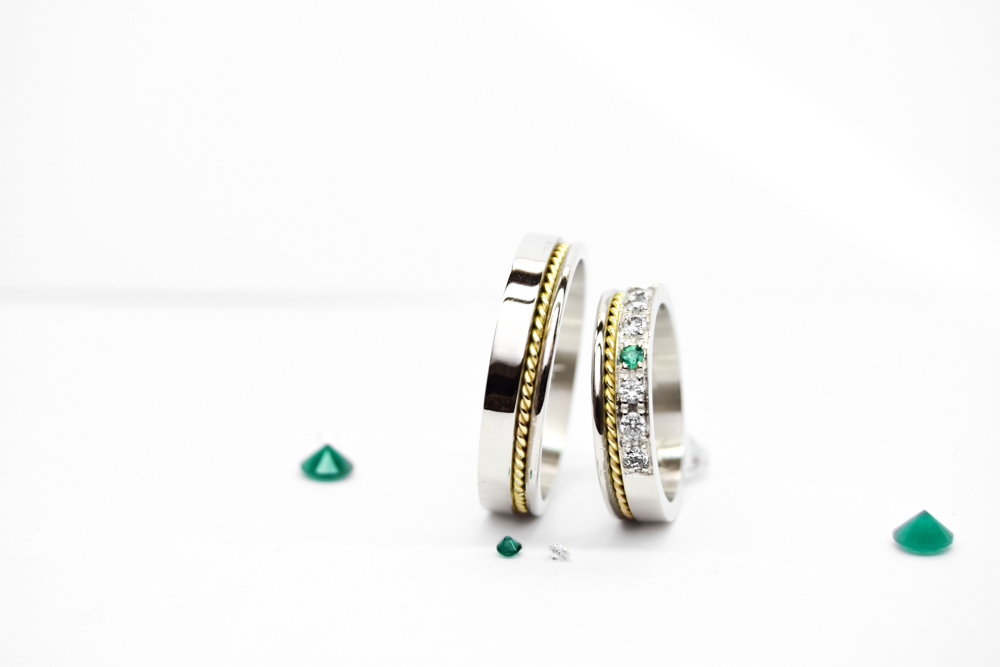 Alianzas de casamiento HM17T Stardust Oro 18K valor del par - Imagen 4