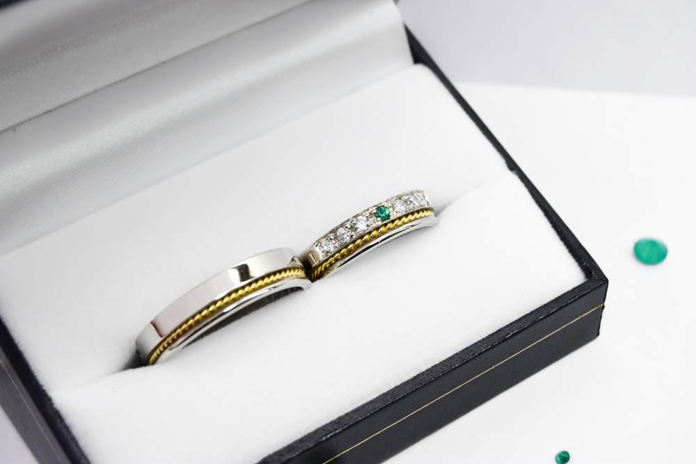 Alianzas de casamiento HM17T Stardust Oro 18K valor del par - Imagen 5