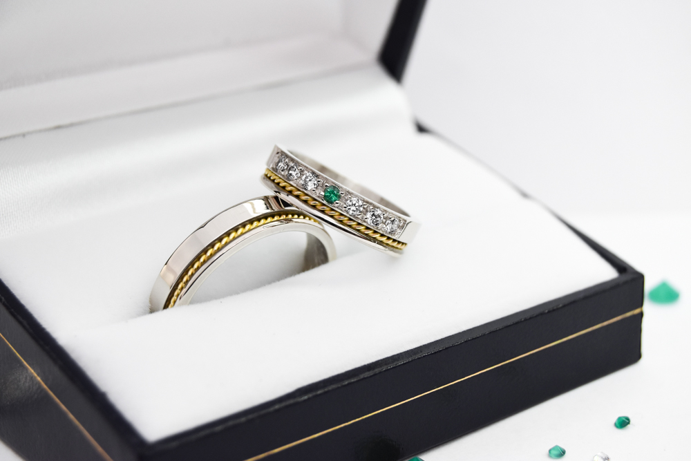 Alianzas de casamiento HM17T Stardust Oro 18K valor del par - Imagen 7