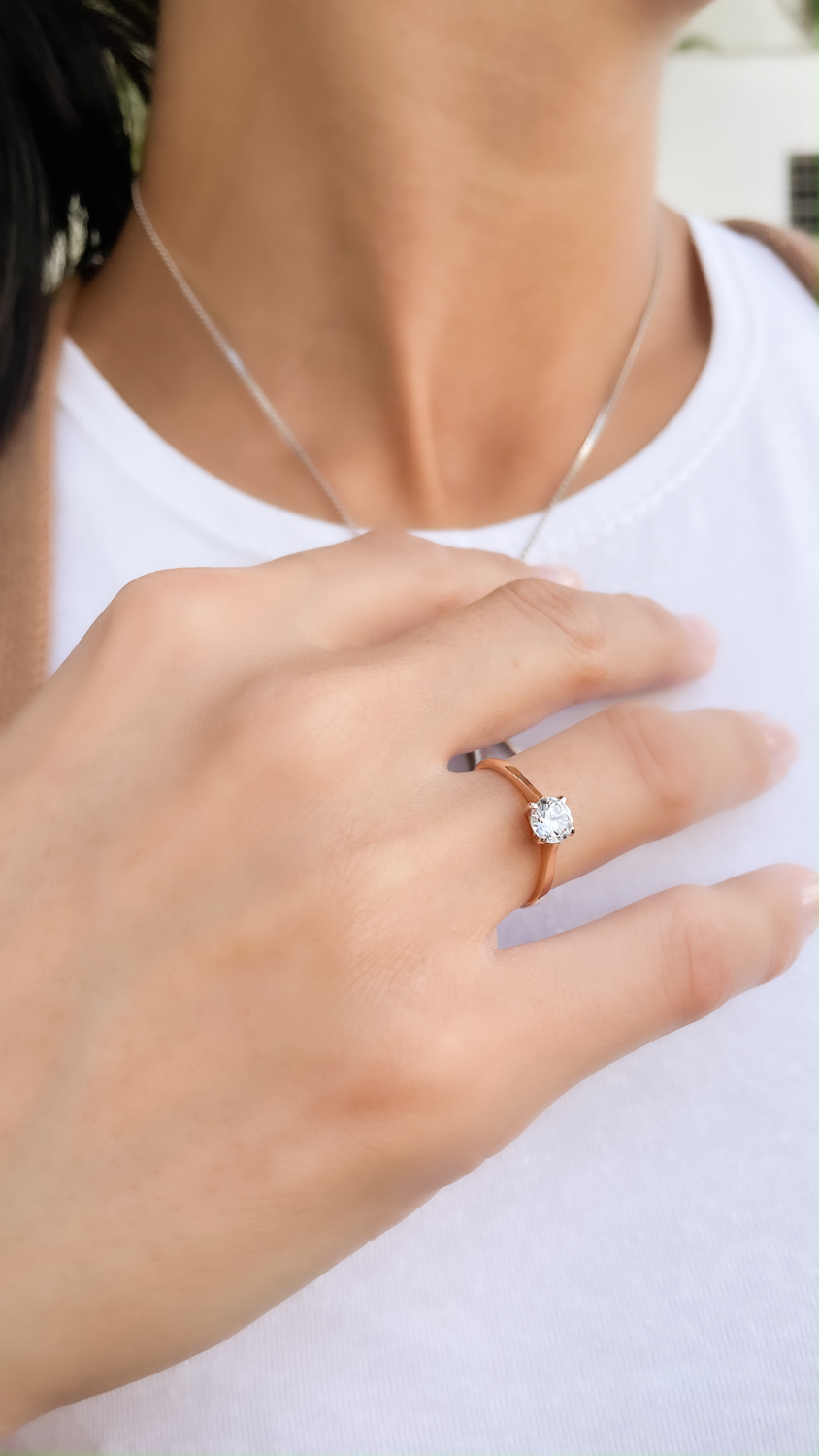 Anillo de compromiso HM1 Singularity rosa Oro 18K - Imagen 3