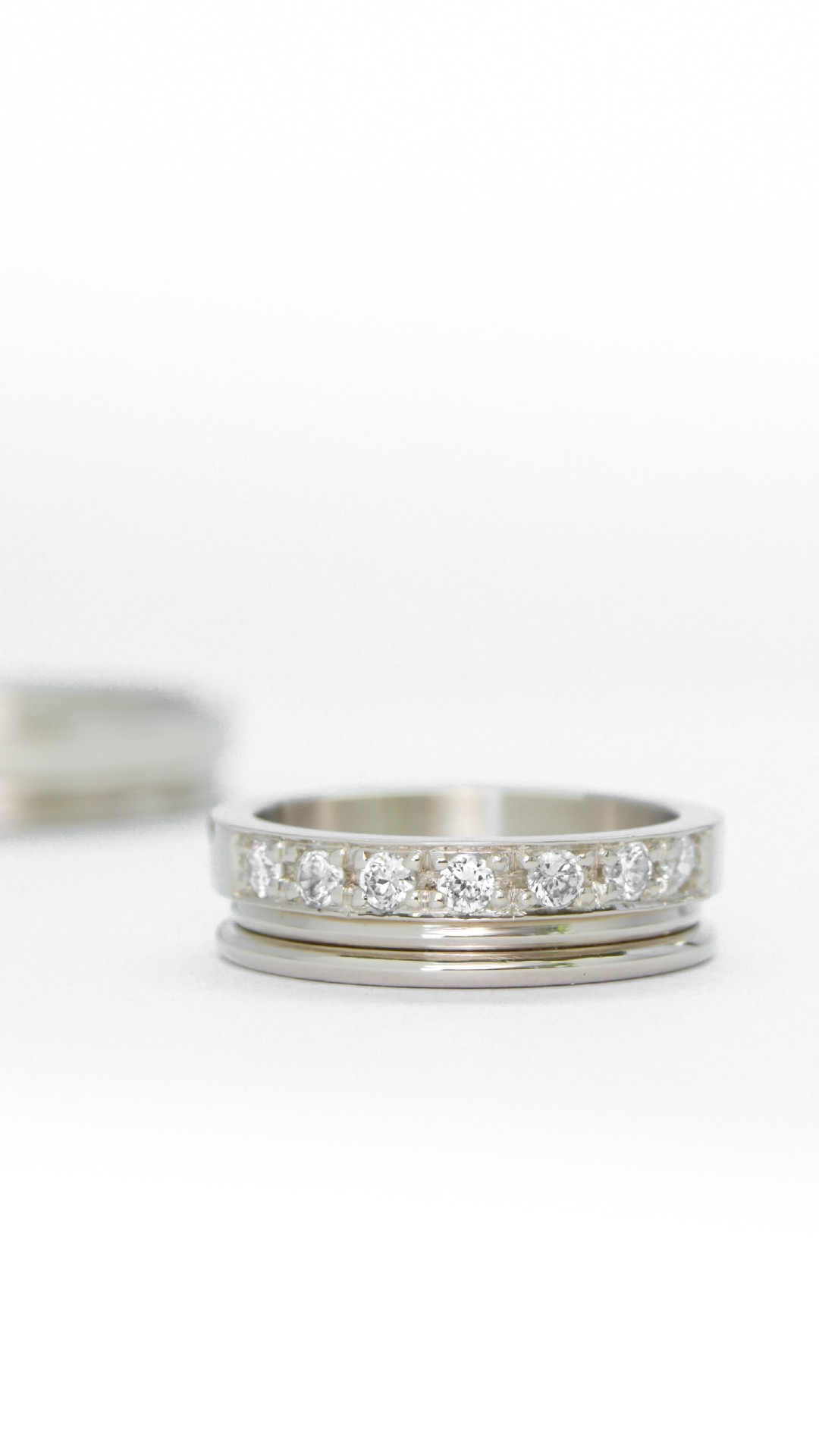 Alianzas de casamiento HM17 Oro 18K Blanco valor del par - Imagen 3