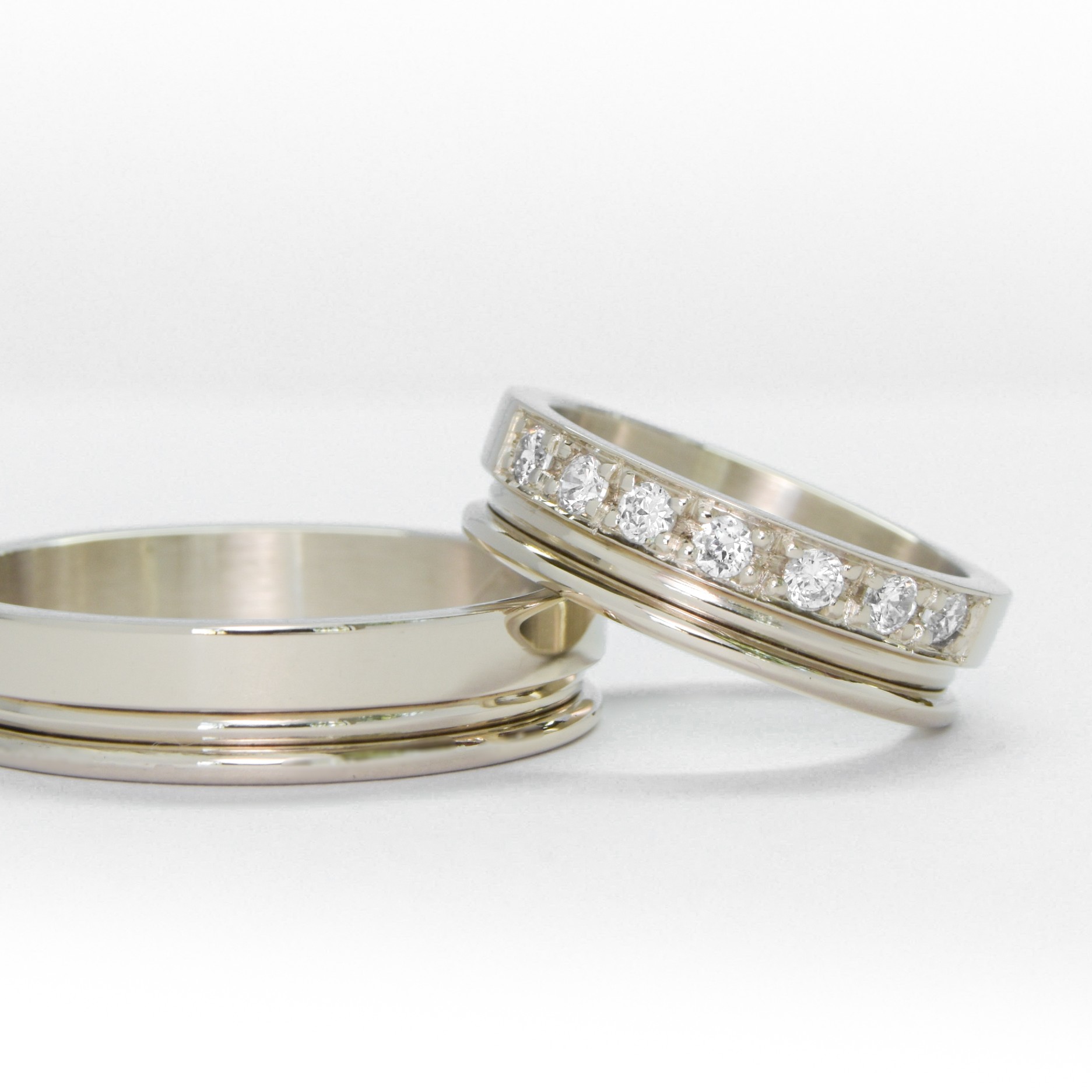 Alianzas de casamiento HM17 Oro 18K Blanco valor del par
