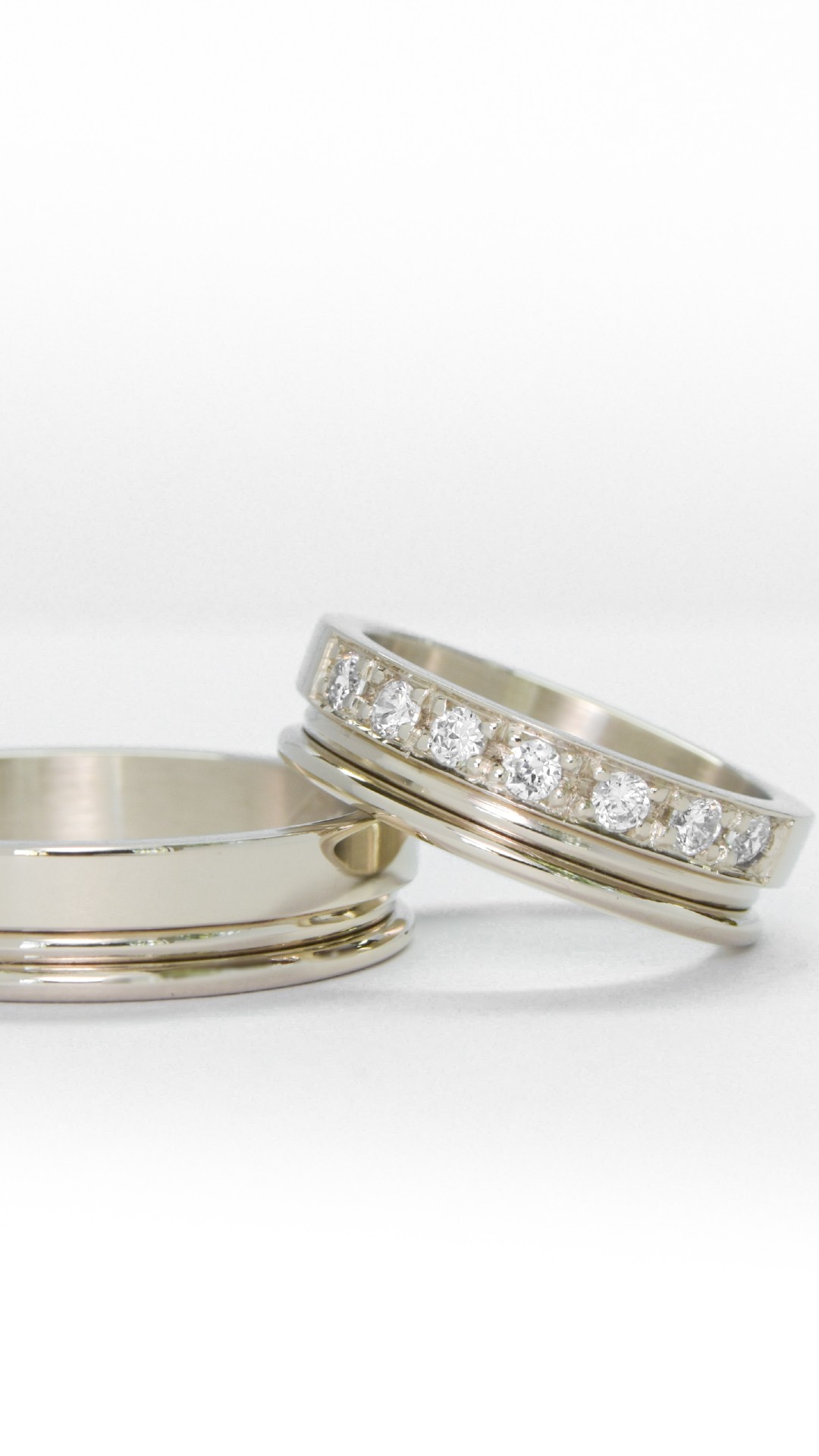 Alianzas de casamiento HM17 Oro 18K Blanco valor del par - Imagen 2
