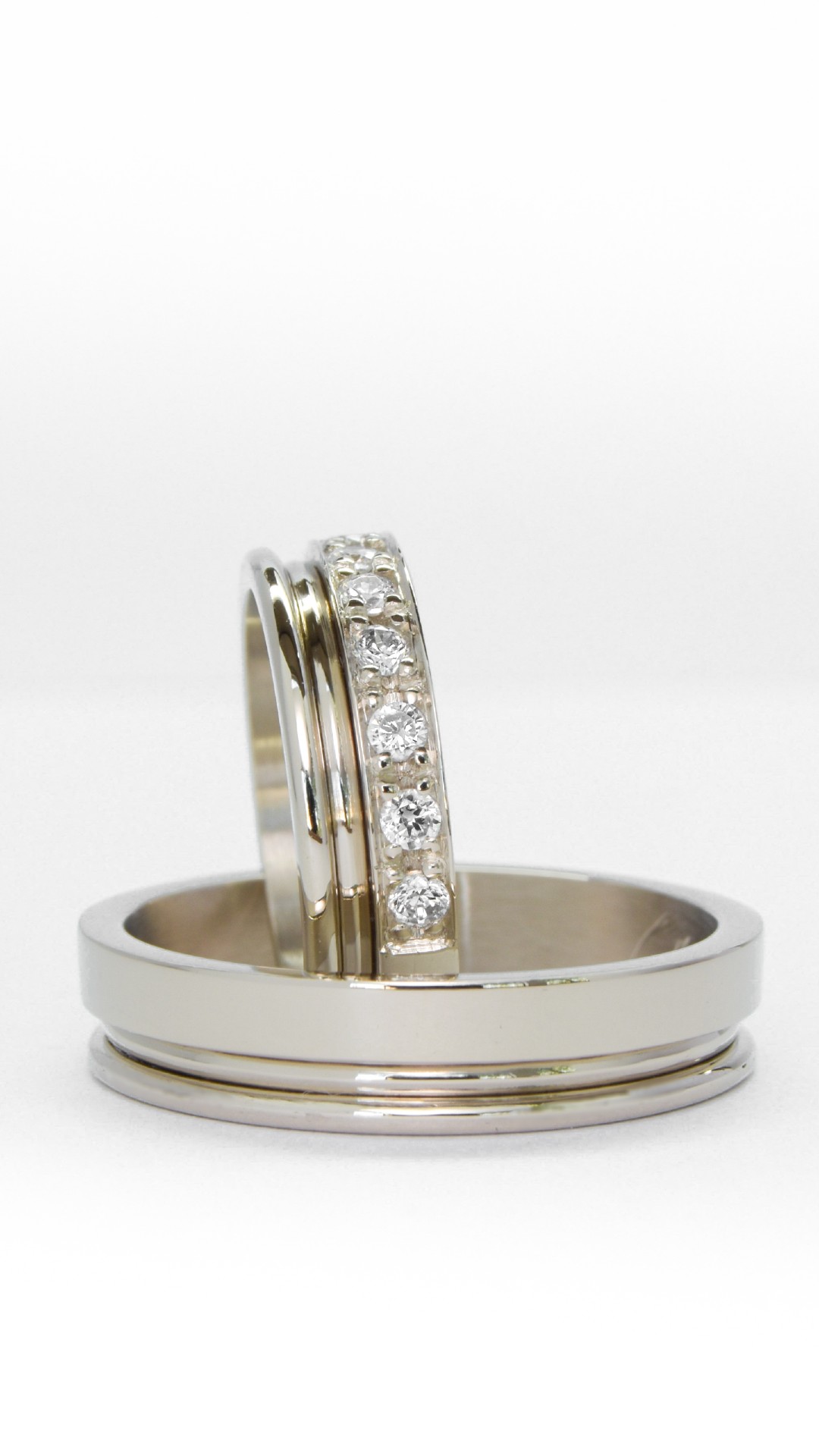 Alianzas de casamiento HM17 Oro 18K Blanco valor del par - Imagen 4