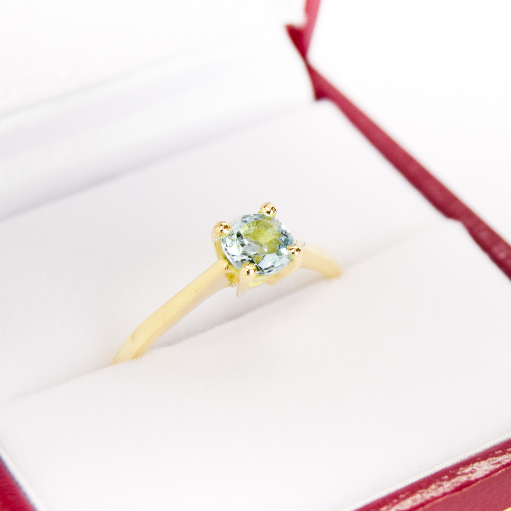Anillo de compromiso HM1 + Aguamarina Natural Oro 18K