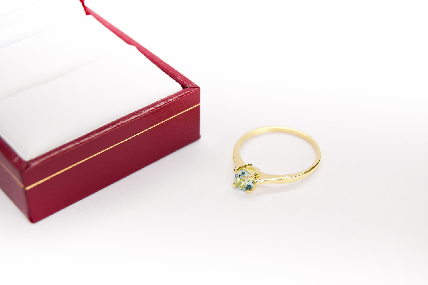 Anillo de compromiso HM1 + Aguamarina Natural Oro 18K - Imagen 4