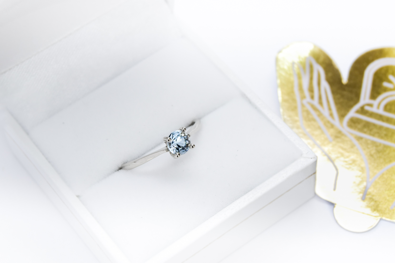 Anillo de compromiso HM1 + Aguamarina Natural Oro 18K - Imagen 2