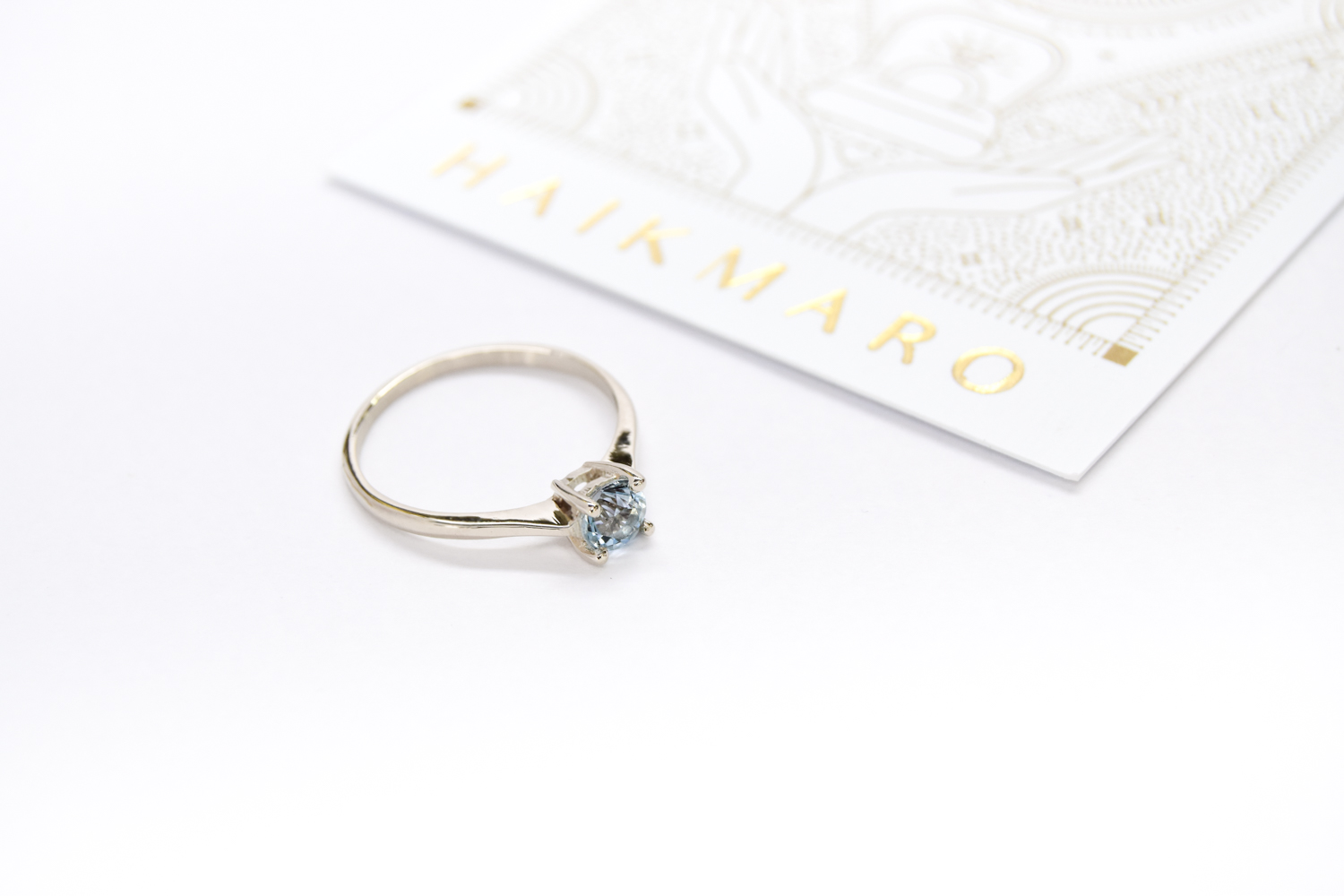 Anillo de compromiso HM1 + Aguamarina Natural Oro 18K - Imagen 4